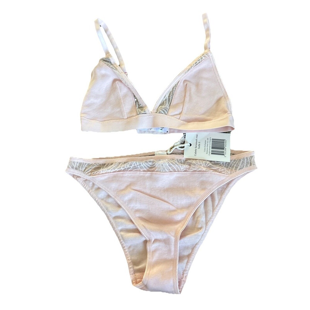 Olly Lingerie Pink Bralette Bra & Bottom  Culotte Savannah Rose Size S‎